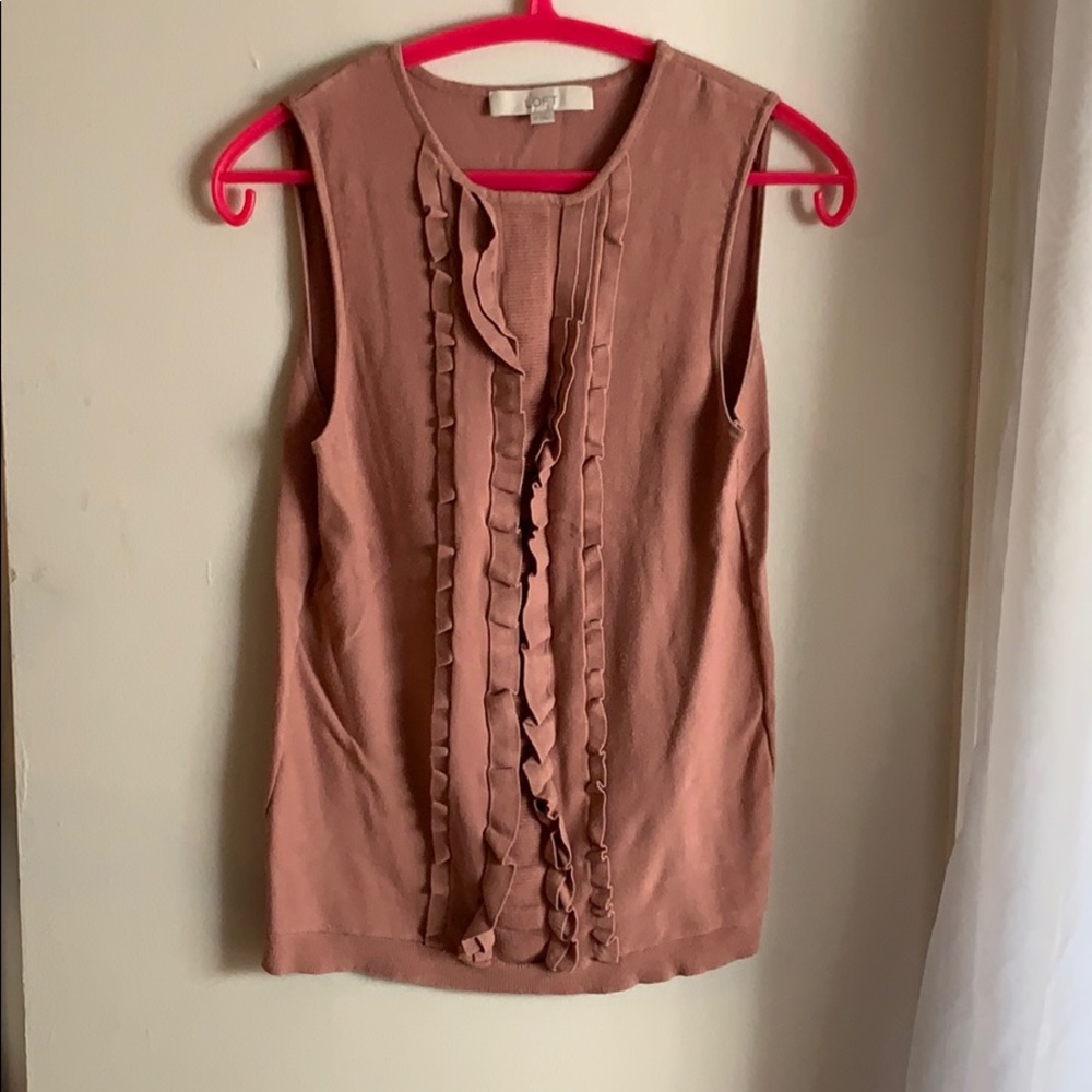 LOFT Mauve Pink Ruffle Sleeveless Top